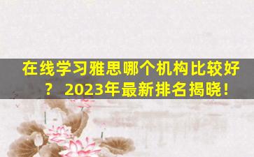 在线学习雅思哪个机构比较好？ 2023年最新排名揭晓！